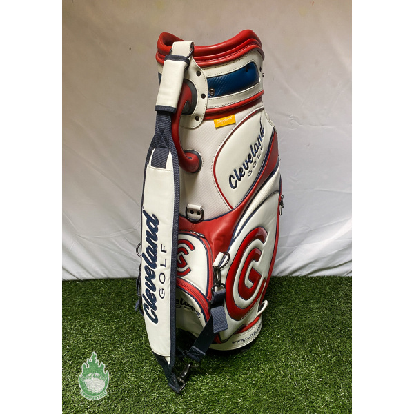 Used Cleveland Golf Staff Bag 6-Way 6 Pockets With w Rainhood