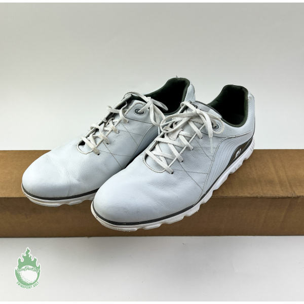 FootJoy FJ Pro SL Golf Shoes 53267 White Silver Soft Spikes Mens Size 13 M