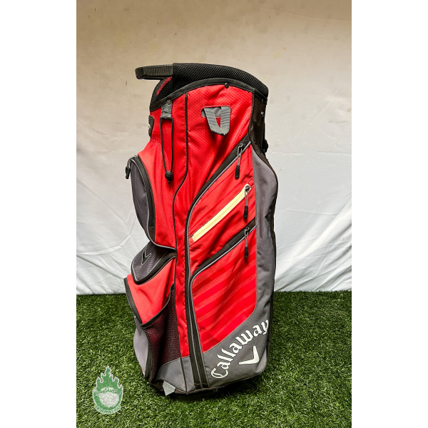 Used Callaway CHEV ORG 14 Way Golf Cart Carry Bag Red/Grey