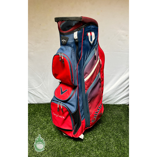 Used Callaway CHEV ORG 14 Way Golf Cart Carry Bag Red/Blue