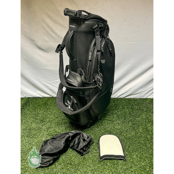 Used Black Vessel Golf Cart/Carry/Stand Bag 6/Way Extra Belly Panel Embroidered