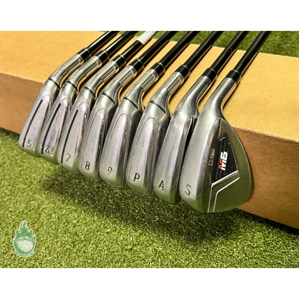 Used RH TaylorMade M6 Irons 5-PW/AW/SW ATMOS 5 Senior Graphite Golf Club Set