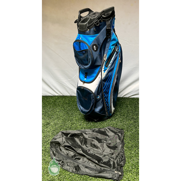 Used Izzo 14-Way Cart/Carry Golf Bag with Power Pockets Blue & Black