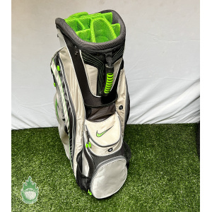 Used Nike Golf 14-Way Cart/Carry Golf Bag Grey/Green No Rainhood Ships Free