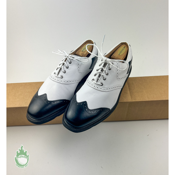 New FootJoy ICON Mens 11 Leather Golf Shoes Wing Tip White and Black