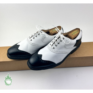 New FootJoy ICON Mens 11 Leather Golf Shoes Wing Tip White and Black