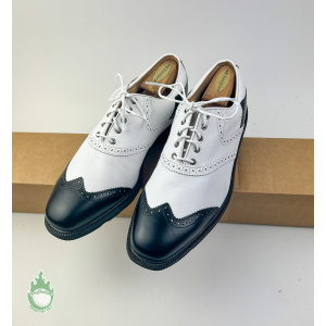 New FootJoy ICON Mens 11 Leather Golf Shoes Wing Tip White and Black