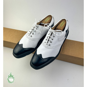 New FootJoy ICON Mens 11 Leather Golf Shoes Wing Tip White and Black