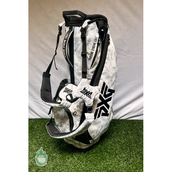 Used PXG Carry Stand Bag White Camo w/ BackPack Straps And Rainhood