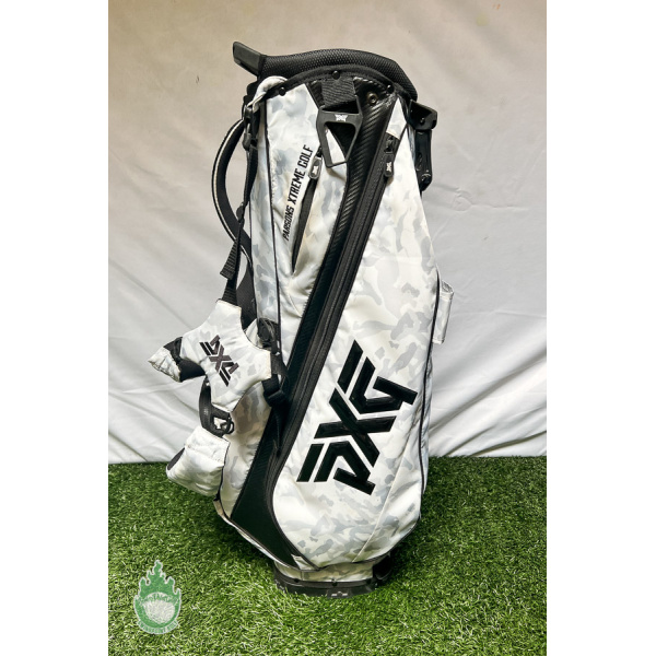 Used PXG Carry Stand Bag White Camo w/ BackPack Straps And