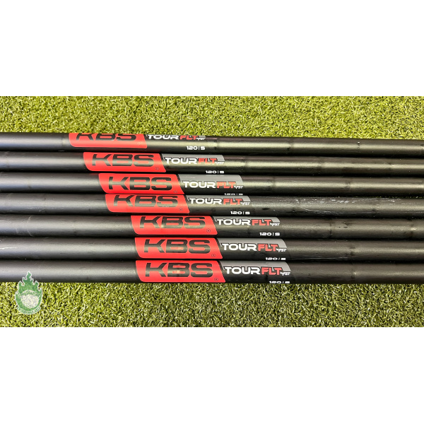 Used KBS Tour FLT 120g Stiff Flex Black Steel Iron Shafts 4-PW Taper Tip .355