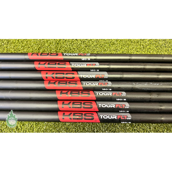 Used KBS Tour FLT 120g Stiff Flex Black Steel Iron Shafts 4-PW
