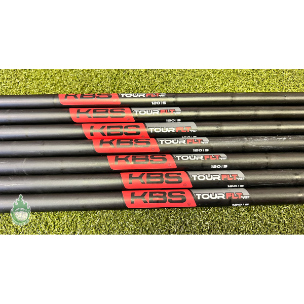 Used KBS Tour FLT 120g Stiff Flex Black Steel Iron Shafts 4