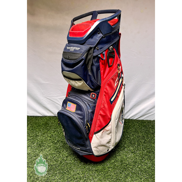 Used Sun Mountain C-130 Cart/Cary USA Flag Golf Bag 14-Way Ships Free