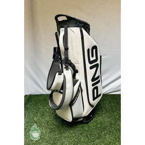 Ping Hoofer Tour Golf Cart/Carry Stand Bag 5-Way Divided White w/Rainhood