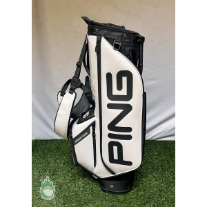 Ping Hoofer Tour Golf Cart/Carry Stand Bag 5-Way Divided White w/Rainhood