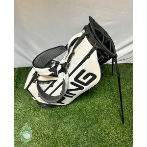 Ping Hoofer Tour Golf Cart/Carry Stand Bag 5-Way Divided White w/Rainhood