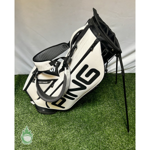 Ping Hoofer Tour Golf Cart/Carry Stand Bag 5-Way Divided White w/Rainhood