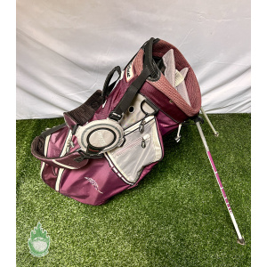 Used Titleist Golf Cart/Carry Stand Bag 4-Way Purple Dual Straps & Rainhood