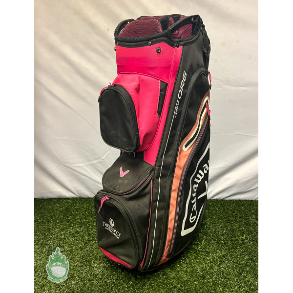 Used Right Handed Callaway CHEV ORG 14 Way Golf Cart Carry Bag Pink/Black