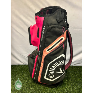 Used Right Handed Callaway CHEV ORG 14 Way Golf Cart Carry Bag Pink/Black