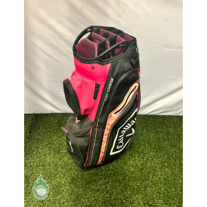 Used Right Handed Callaway CHEV ORG 14 Way Golf Cart Carry Bag Pink/Black
