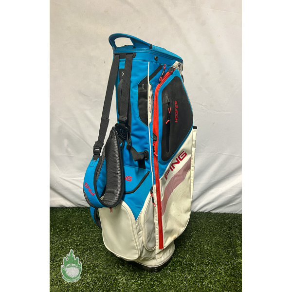 Used Ping Hoofer Golf Cart/Carry Stand Bag 5-Way Divided W/ Straps & Rainhood