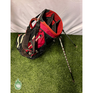 Used Titleist Golf Cart/Carry Stand Bag 7-Way Divided Black & Red Dual Straps