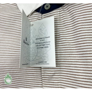 NWT Aquascutum Men's Brown Striped Polo Shirt Size: Large Adam Scott Logo