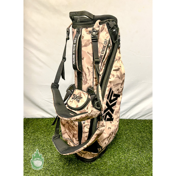 Used w/ Tags PXG Carry Stand Bag Desert Tan Camo w/ BackPack Straps No Rainhood