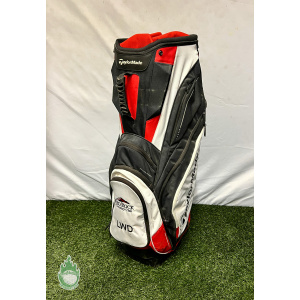 Used TaylorMade Cart Carry Golf Bag 14-way Black/Red/White Ships