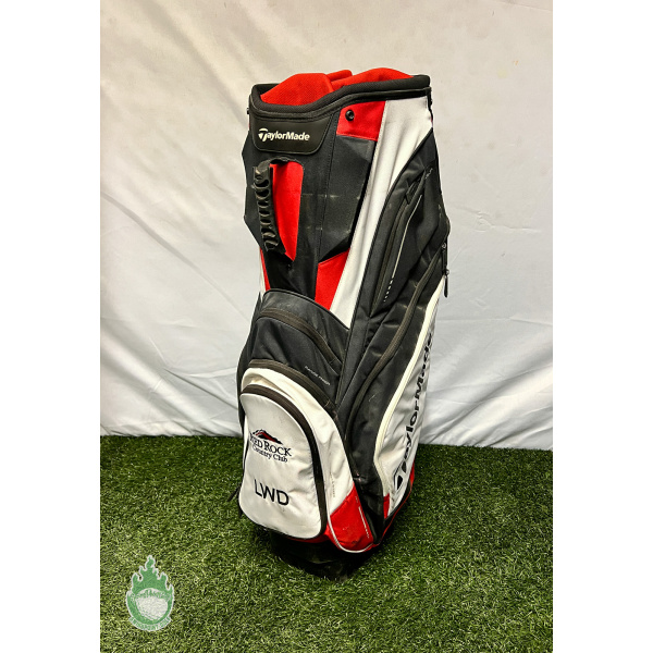 Used TaylorMade Cart Carry Golf Bag 14-way Black/Red/White Ships