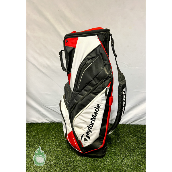 Used TaylorMade Cart Carry Golf Bag 14-way Black/Red/White Ships