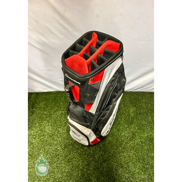 Used TaylorMade Cart Carry Golf Bag 14-way Black/Red/White Ships