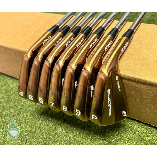 Used Cobra King RF Forged MB Copper Irons 4-PW $-Taper 120 Stiff Steel Golf Set