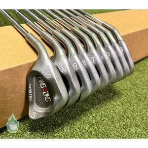 Used LH Ping Red Dot Zing Irons 3-PW/SW KT-M Stiff Flex Steel Golf Club Set