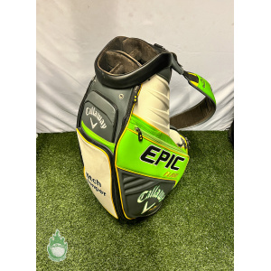 Used Callaway Epic Flash Tour Staff Golf Cart Carry Bag White/Green Embroidered