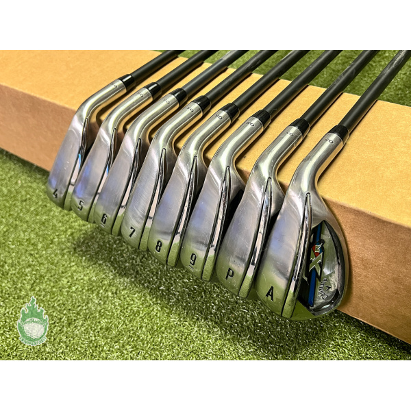 Used RH Callaway XR OS Irons 4-PW/AW 50g Senior Flex Graphite Golf Club Set