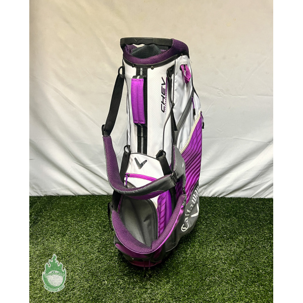 Gently Used Callaway CHEV 7-Way Golf Cart Stand Bag Purple w/ Rainhood