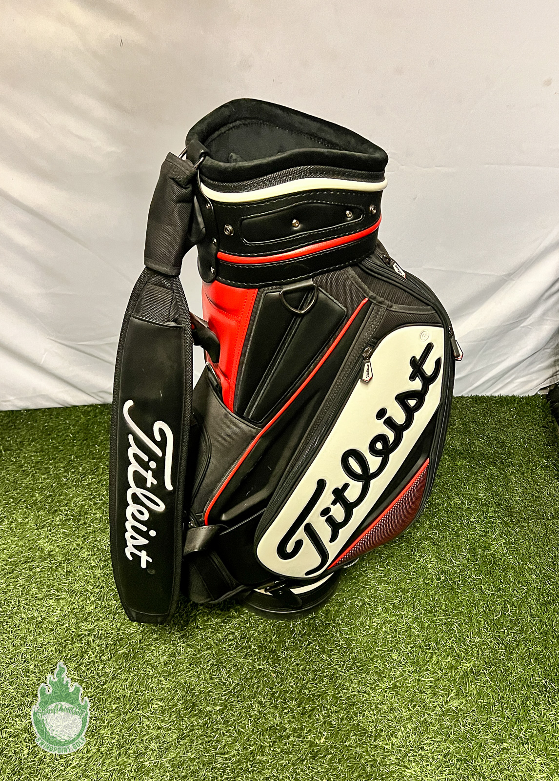 Used Titleist 6-Way Staff Golf Bag Black Name Embroidered