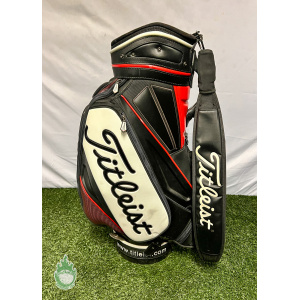 Used Titleist 6-Way Staff Golf Bag Black Nick Watney Tour Pro Embroidered