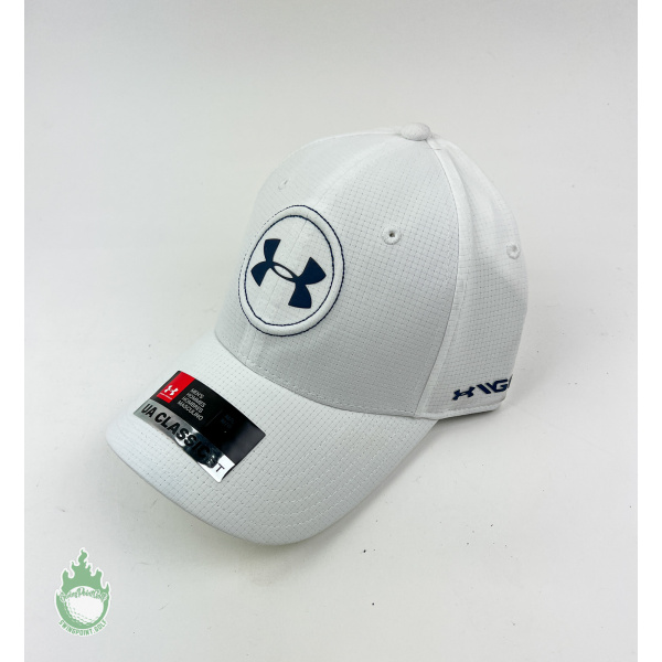 New w Tags Under Armour Men s M L Fitted Golf Hat White UPF 30 Breathable SwingPoint Golf