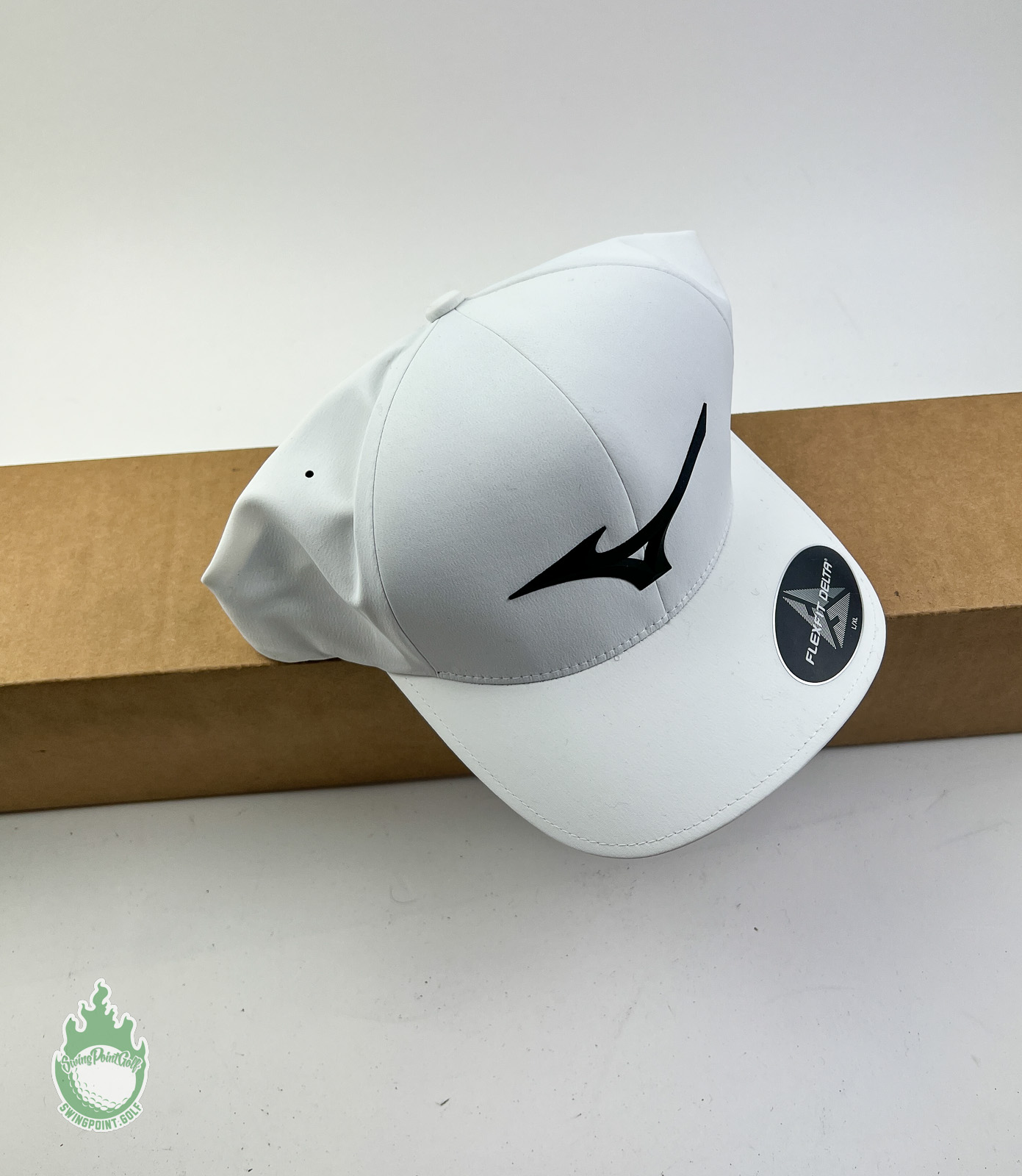BANDEL GOLF キャップ ホワイト 110 FLEXFIT New w/ Tags FlexFit Mizuno Tour Delta Fitted White Golf Hat L/XL