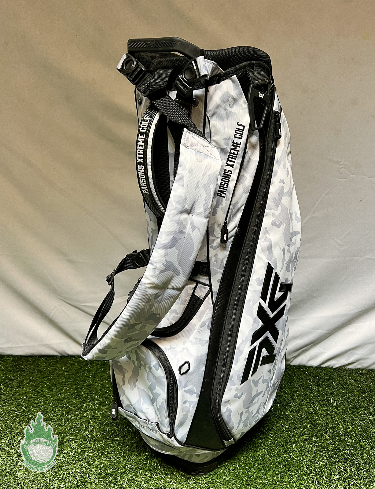Used PXG Carry Stand Bag White Camo w/ BackPack Straps And