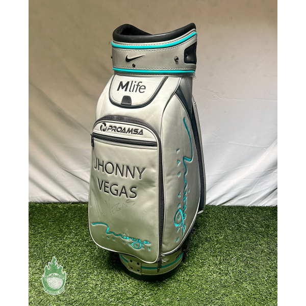 Autographed Johnny Vegas Nike Golf Staff Bag Embroidered M Life Mirage Casino SwingPoint Golf