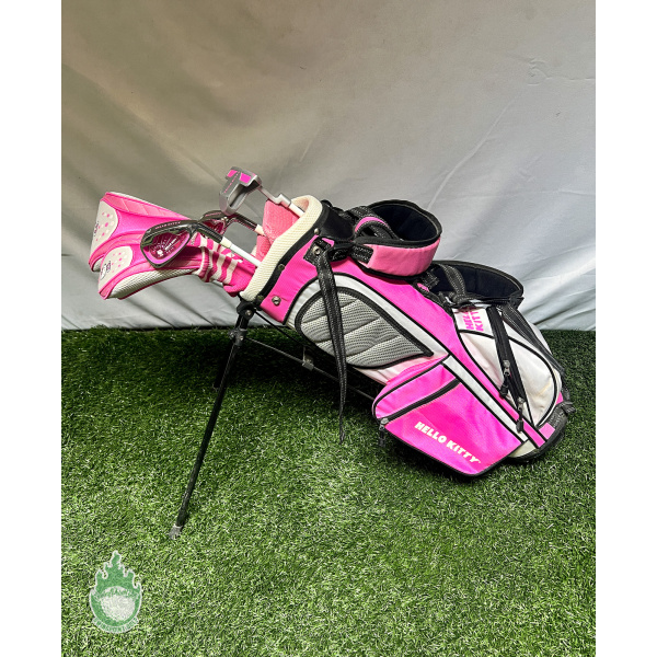 Used RH Hello Kitty Kids Golf 5-Club Stand Bag Full Set Age 6-8