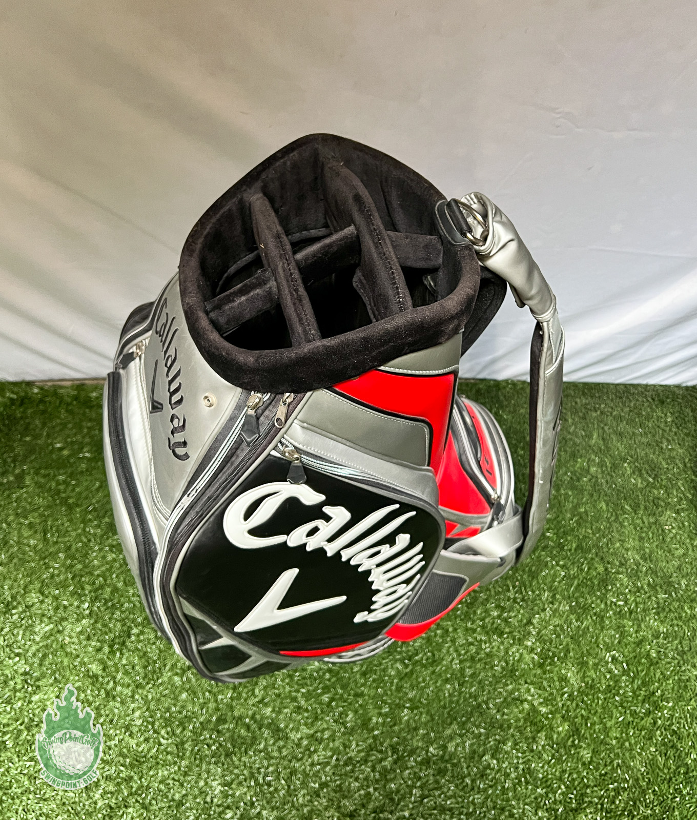 Used Callaway RAZR 6-Way Silver Golf Staff Bag Embroidered w