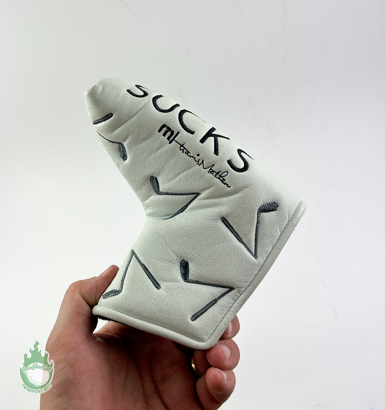 Used Travis Mathew Blade Putter Golf Sucks Headcover Broken