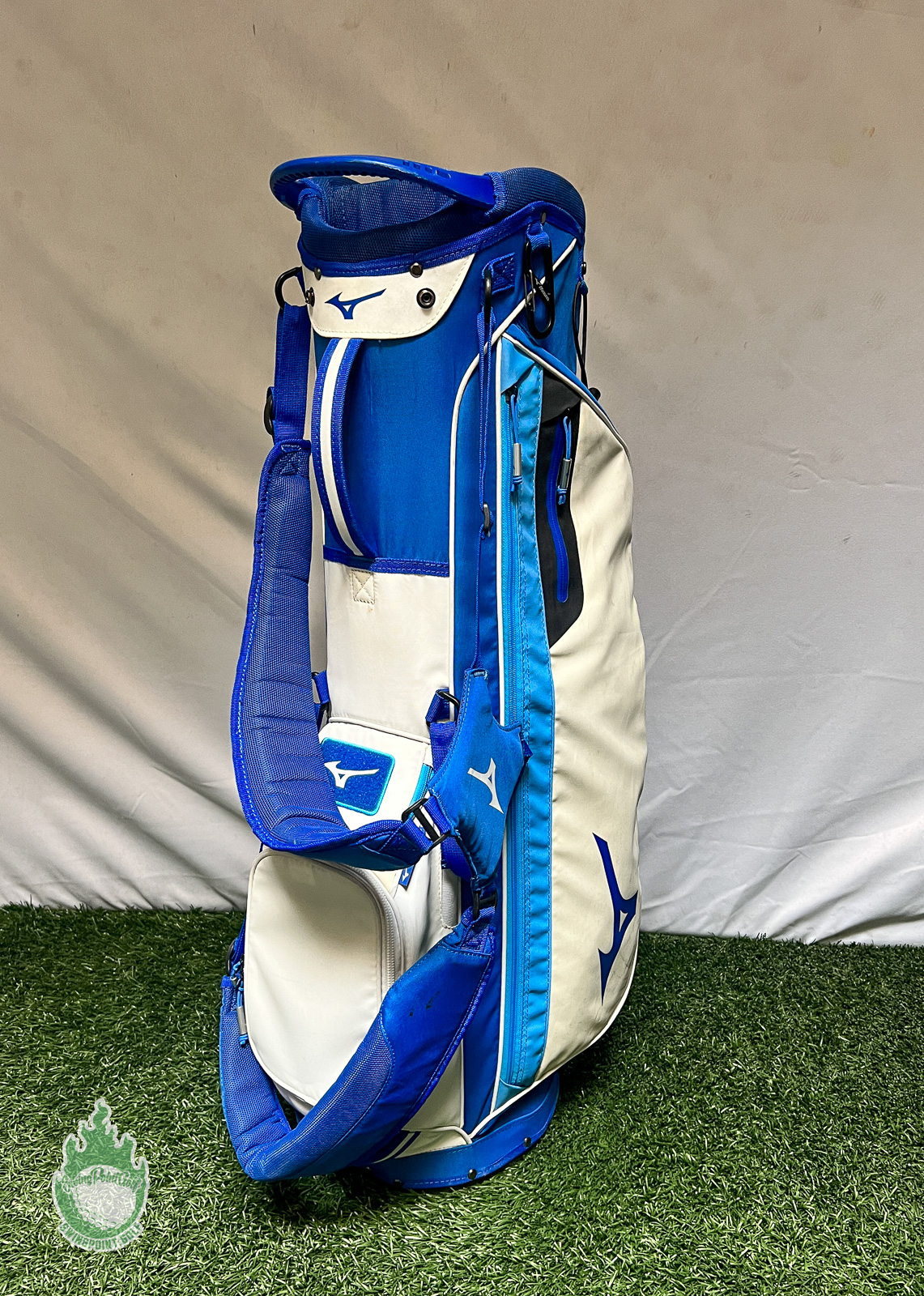 Used 2022 Mizuno BRD3 4Way Stand Golf Bag BlueWhiteBlack  Inox Wind