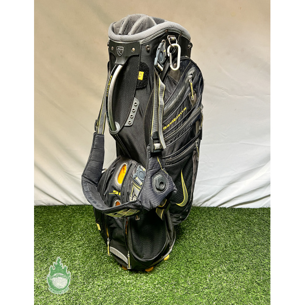 Used Black Yellow Nike Sasquatch Golf Stand Bag 14 Way With Strap Rainhood SwingPoint Golf